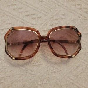 Ted Lapidus Paris Vintage Sunglasses Tortoise Brown with Gold Accents Oversized